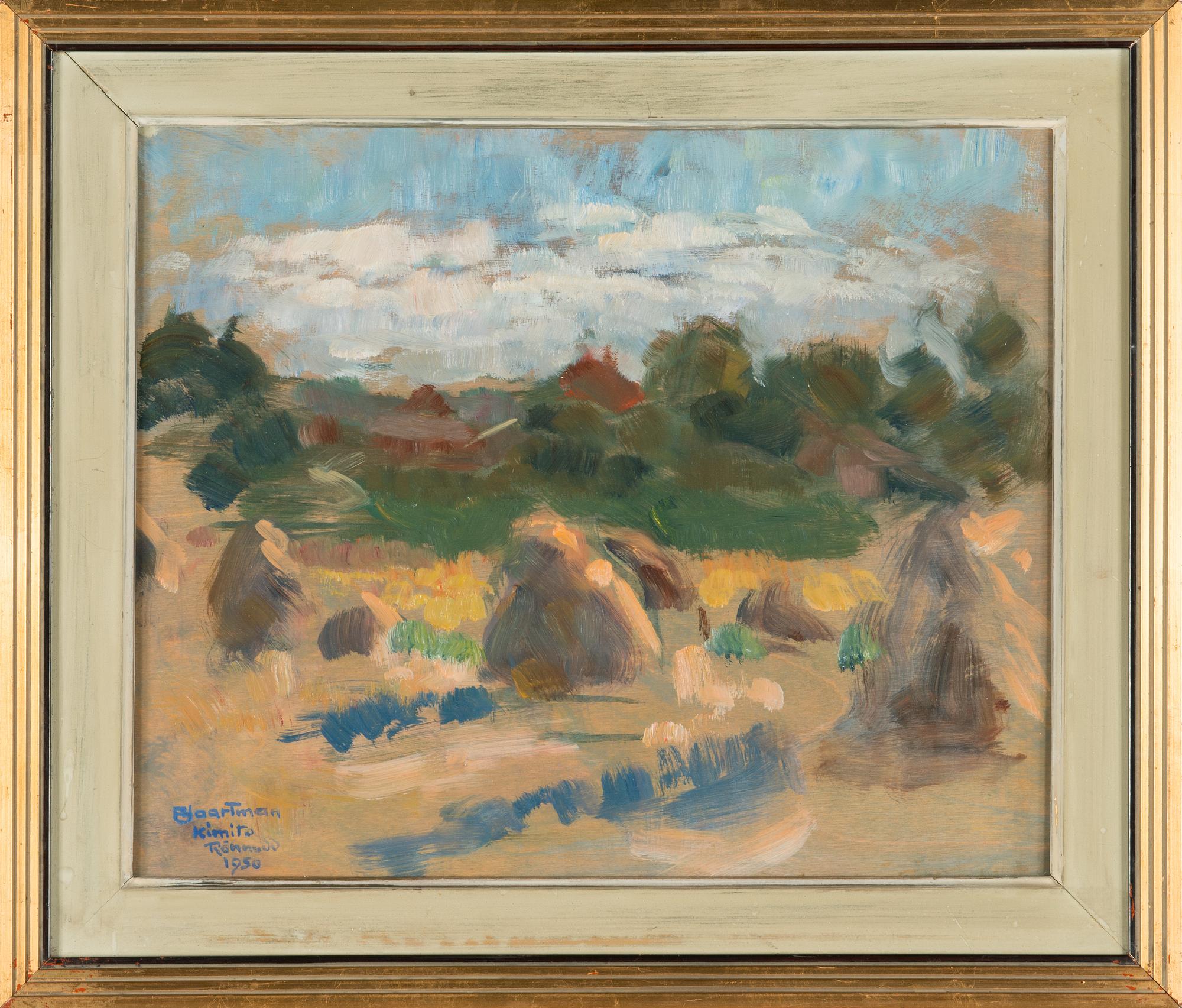 Axel Haartman, oil on board, signed and dated Kimito Rönnudd 1950.