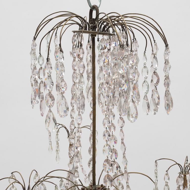 A Gustavian style chandelier, early 20th century incorporating older elements.