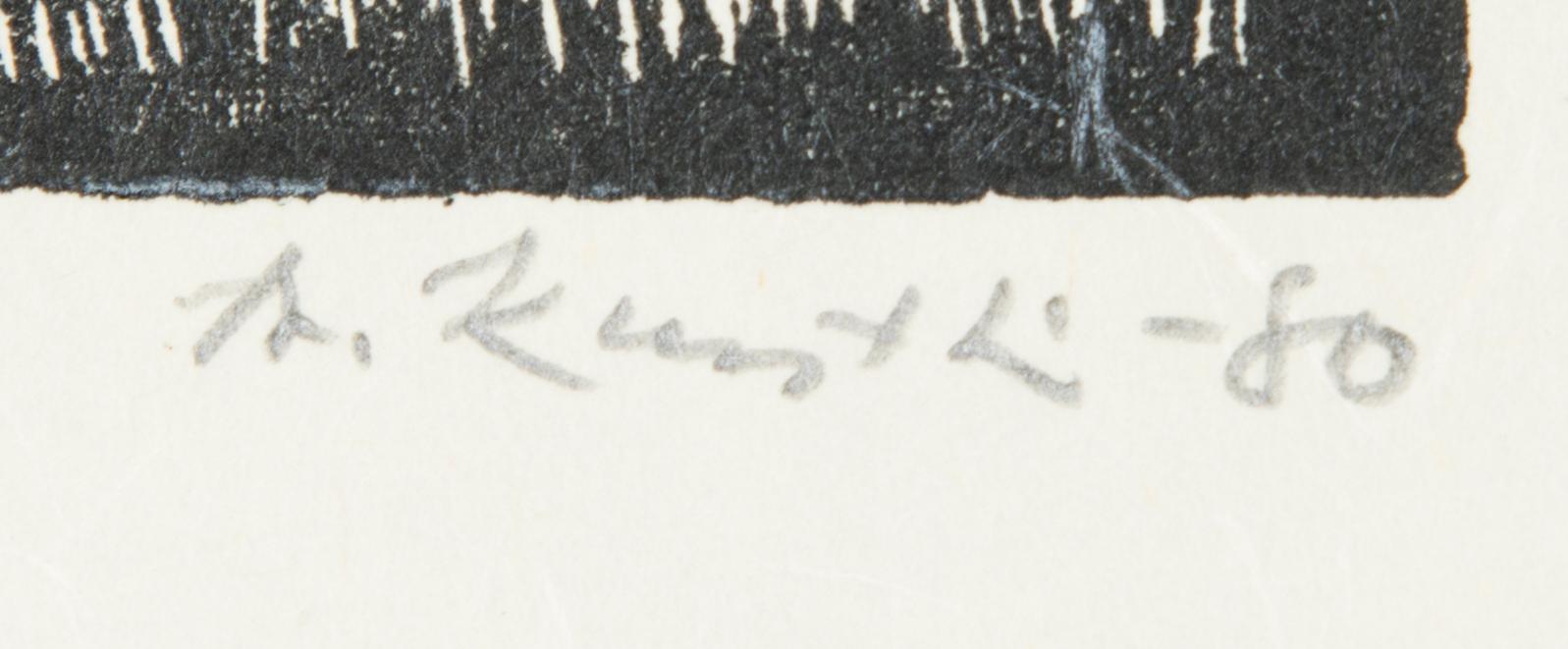 ALLAN KUNTSI, etsningar och träsnitt 10 st, signerade och daterade, numrerade.