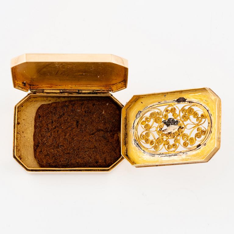 A Swedish 18K gold vinaigrette/scent box, mark of Johan Daniel Blomsterwall, (active 1810-1841 (1843)) Gothenburg.