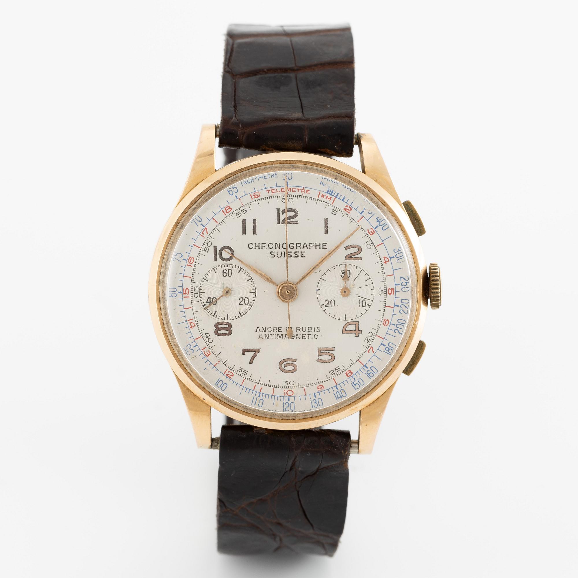 Chronographe Suisse, armbandsur, kronograf, 37,5 mm.