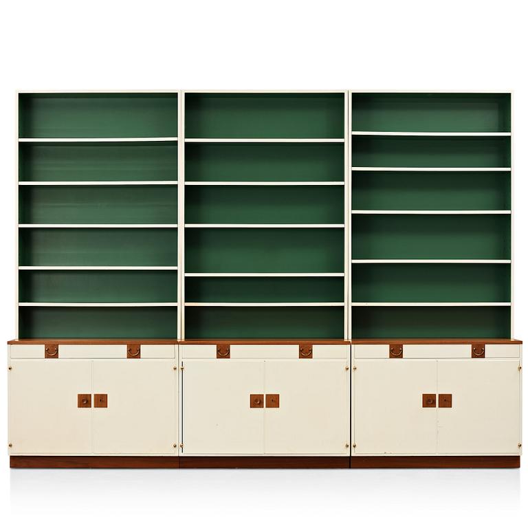 Josef Frank, a set of three "model 2255" bookshelves, Svenskt Tenn, Sweden, mid 1900's, provenance Estrid Ericson.