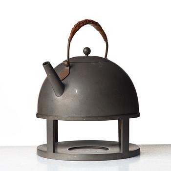 Nils Fougstedt, a pewter teapot with rechaud, Firma Svenskt Tenn, Stockholm 1929.