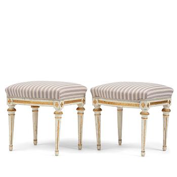 92. A pair of Gustavian stools attributed to E. Öhrmark (master in Stockholm 1777-1813).