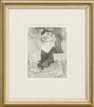 JACQUES VILLON, etching, signed in print, from XX:e siècle no 2 1952.