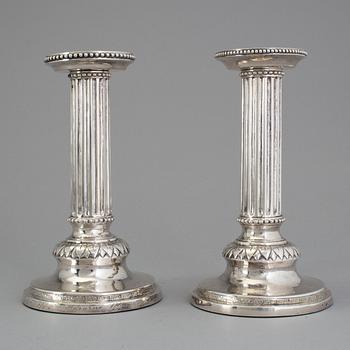 A pair of Swedish 18th century silver candlesticks, mark of Petter Eneroth, Stockholm 1792.