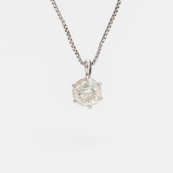 Pendant with chain, platinum and diamond approx. 0.329 ct according to engraving.