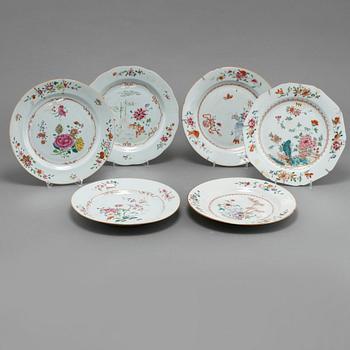 TALLRIKAR, 6 st, porslin, Kina, 1700-tal.