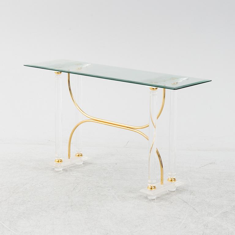 A glass console table, probably Italy.