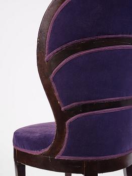 Uno Åhrén, a Swedish Grace black lacquered "Lady's armchair", Mobilia AB, Malmö ca 1925.