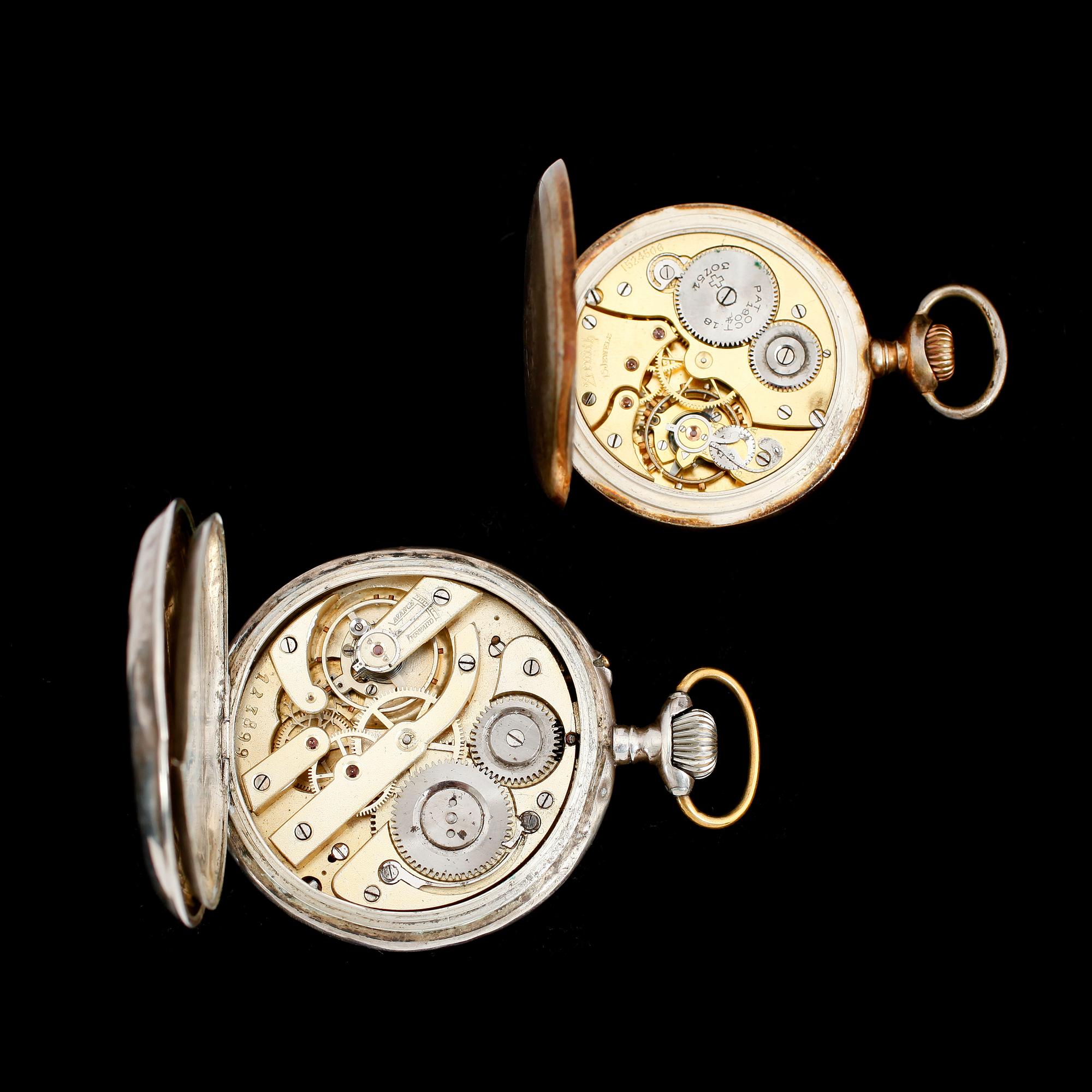 FICKUR, 2 st, silver, tidigt 1900-tal.