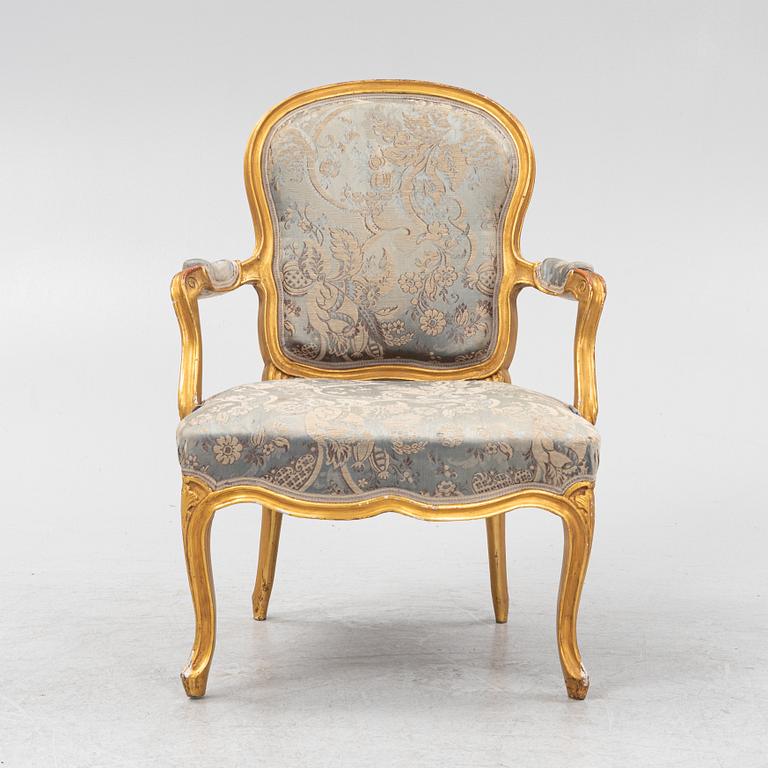 A rococo armchair, mid 18th Century.