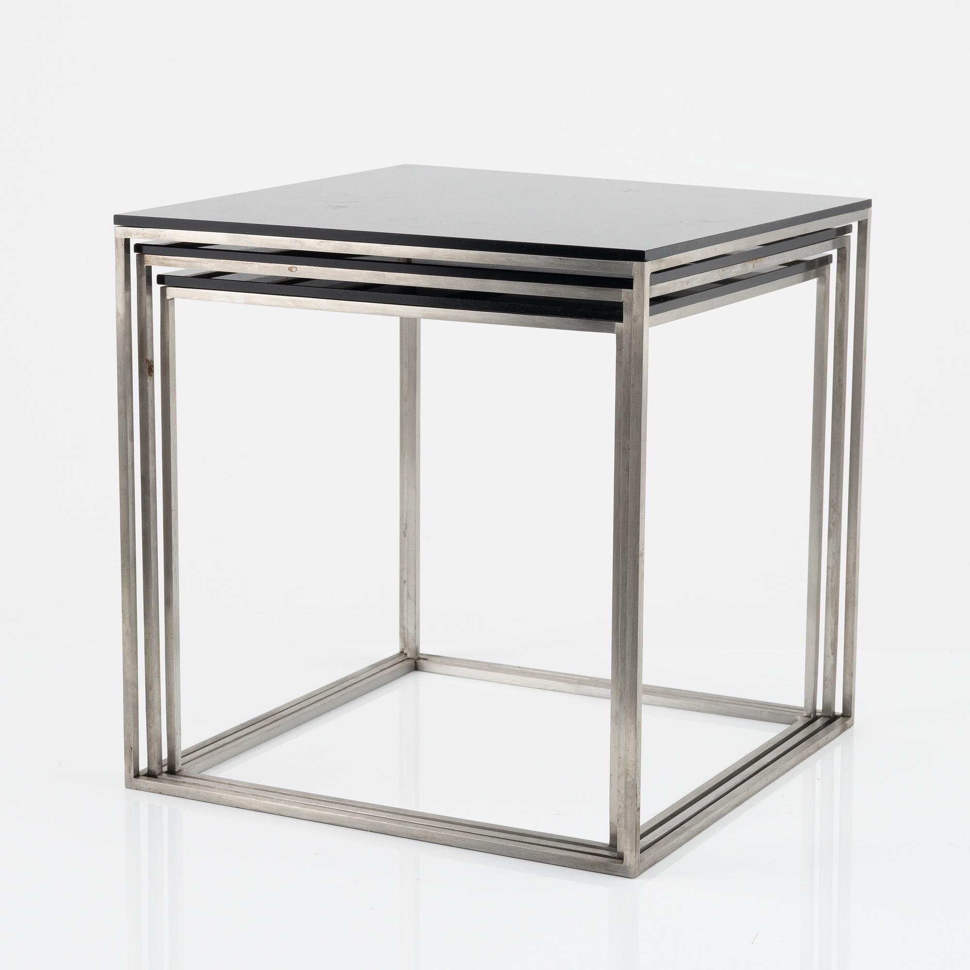 Poul Kjaerholm, a three-piece 'PK-71' nesting table, Fritz Hansen, Denmark, 2016.