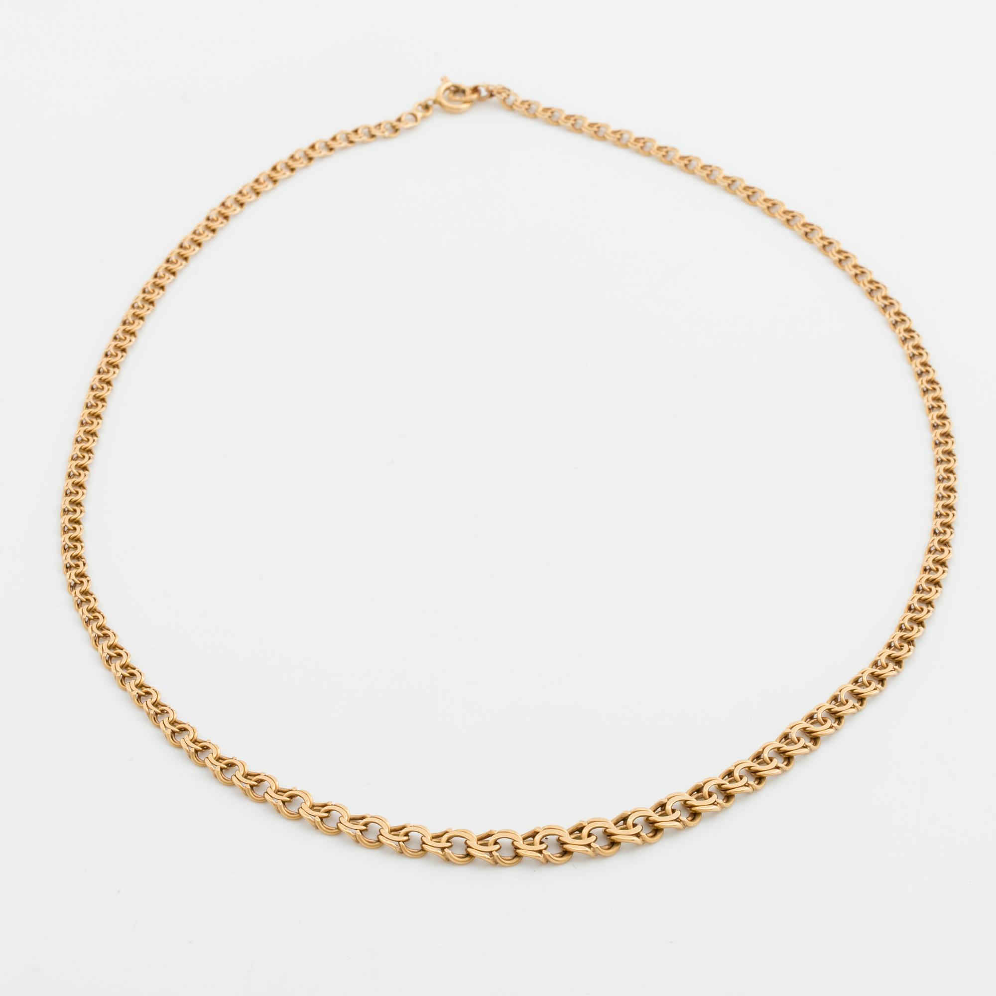 HALSKEDJA 18K guld bismarck-länk, doserad,  Köping 1961.