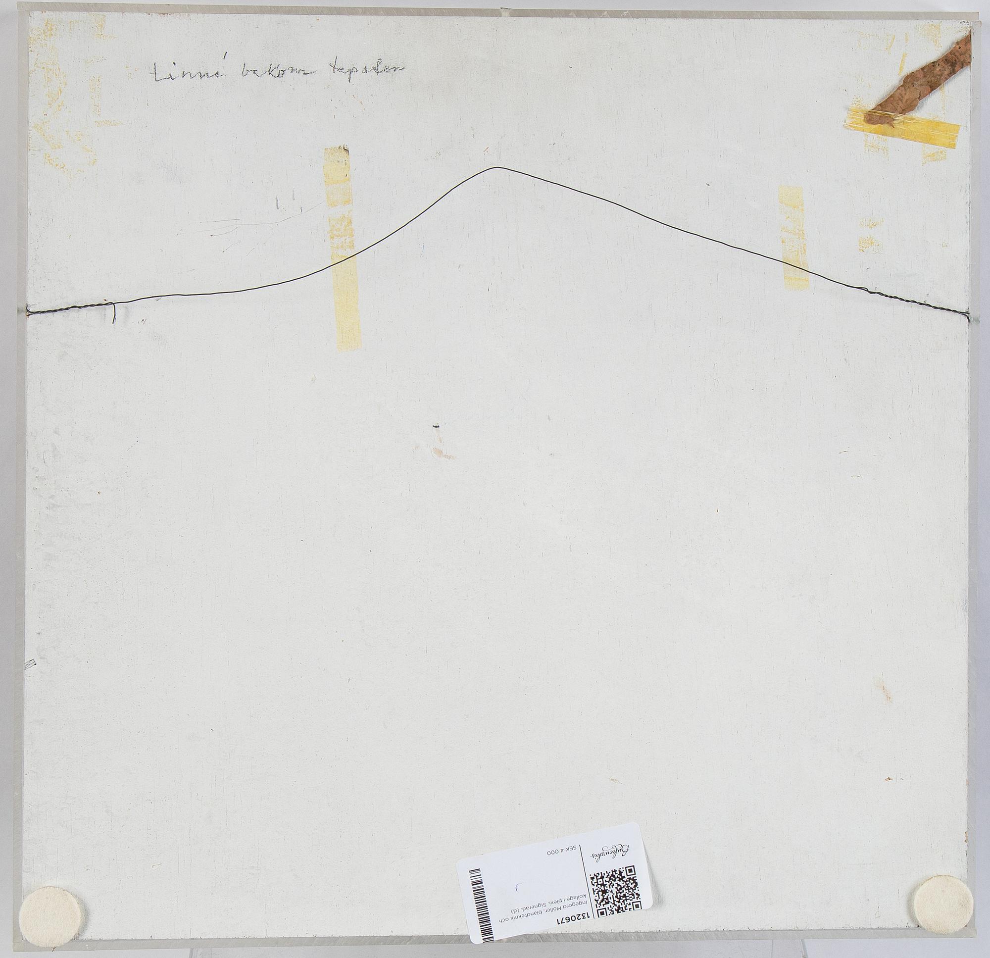 Ingegerd Möller, mixed media and collage in plexi. Signed.