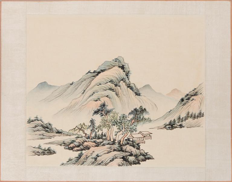 OKÄND KONSTNÄR, mapp med 10 st, gouacher, Japan/Kina, 1900-talets första hälft.