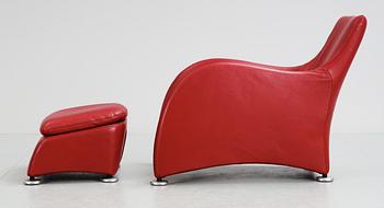 A Gerard van den den Berg red leather easy chair, 'Loge', Montis, Holland.