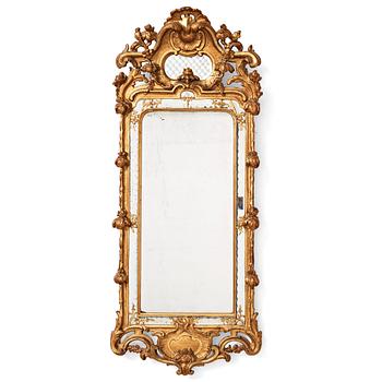 72. A Swedish Rococo mid 18th century mirror.