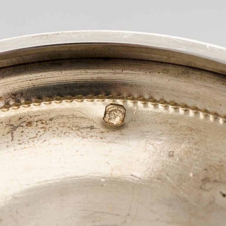 Philippe Berthier, bägare med fat, silver (.950), diamanter, Paris, 1800-talets mitt.
