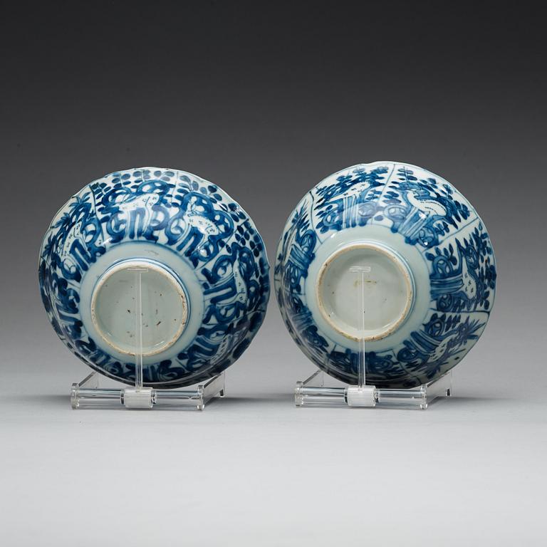 Two blue and white bowls, Ming dynasty, Wanli (1573-1612).