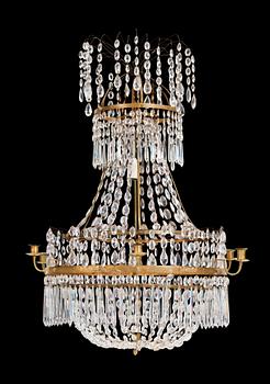 738. A late Gustavian circa 1800 seven-light chandelier.
