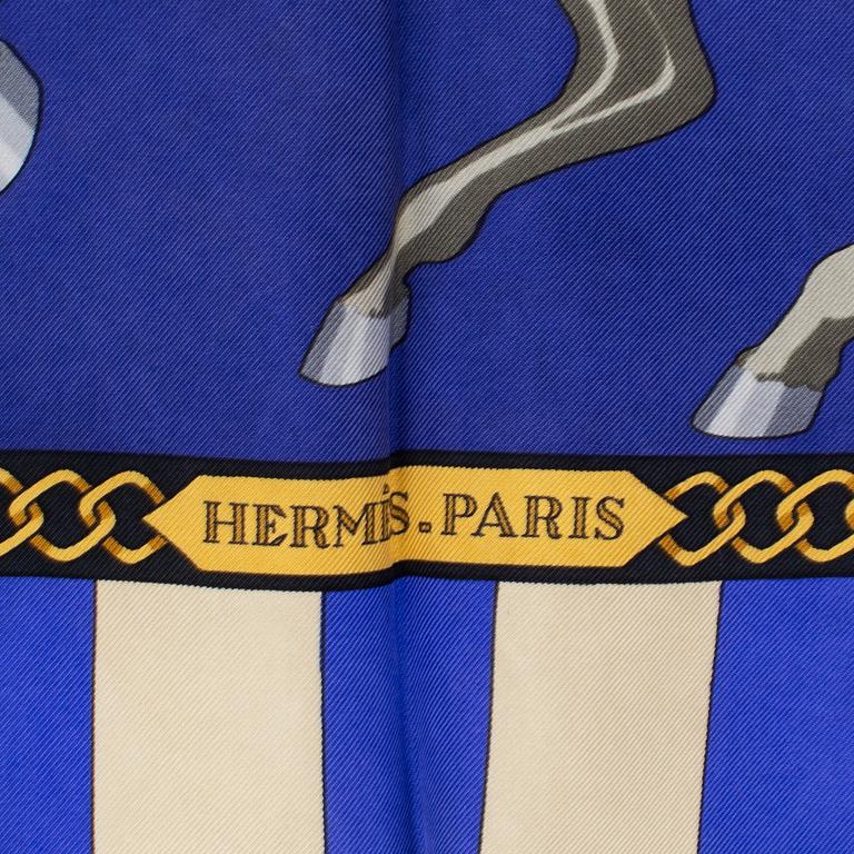 HERMÈS, scarf, "Chocs à Plumes", Christiane Vauzelles, original issue 1993.