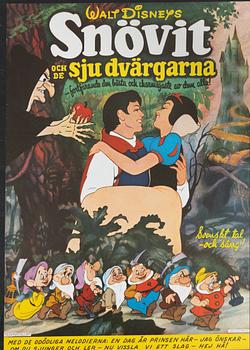 Walt Disney, a vintage movie poster 'Snövit och de sju dvärgarna (Snow White and the Seven Dwarfs)', 1973.