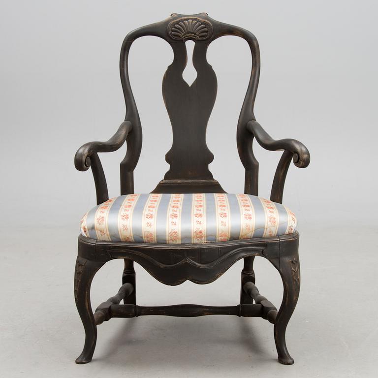 A SWEDISH ARMCHAIR, rococo 18th century.