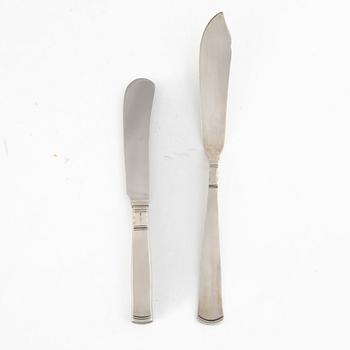 A silver cutlery set, 98 pieces "Rosenholm", design by Jacob Ängman, GAB, Stockholm 1960s-1980s.