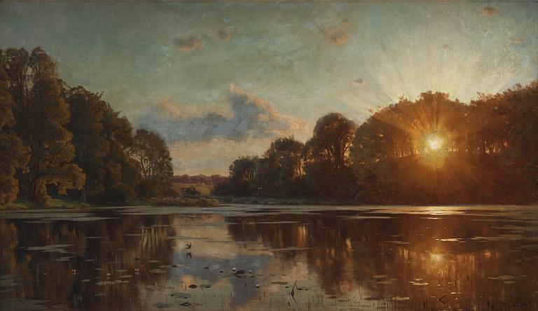 Peder Mork Mönsted, Sunset over a lake.