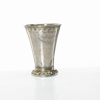 A silver beaker, unclear maker's mark, probably Christoffer Wasserman, Lindesberg Sweden 1769.