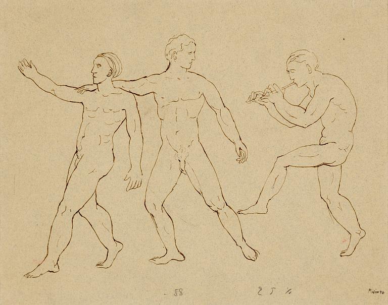 PETER WEISS, sepia on paper, signed and dated 46.