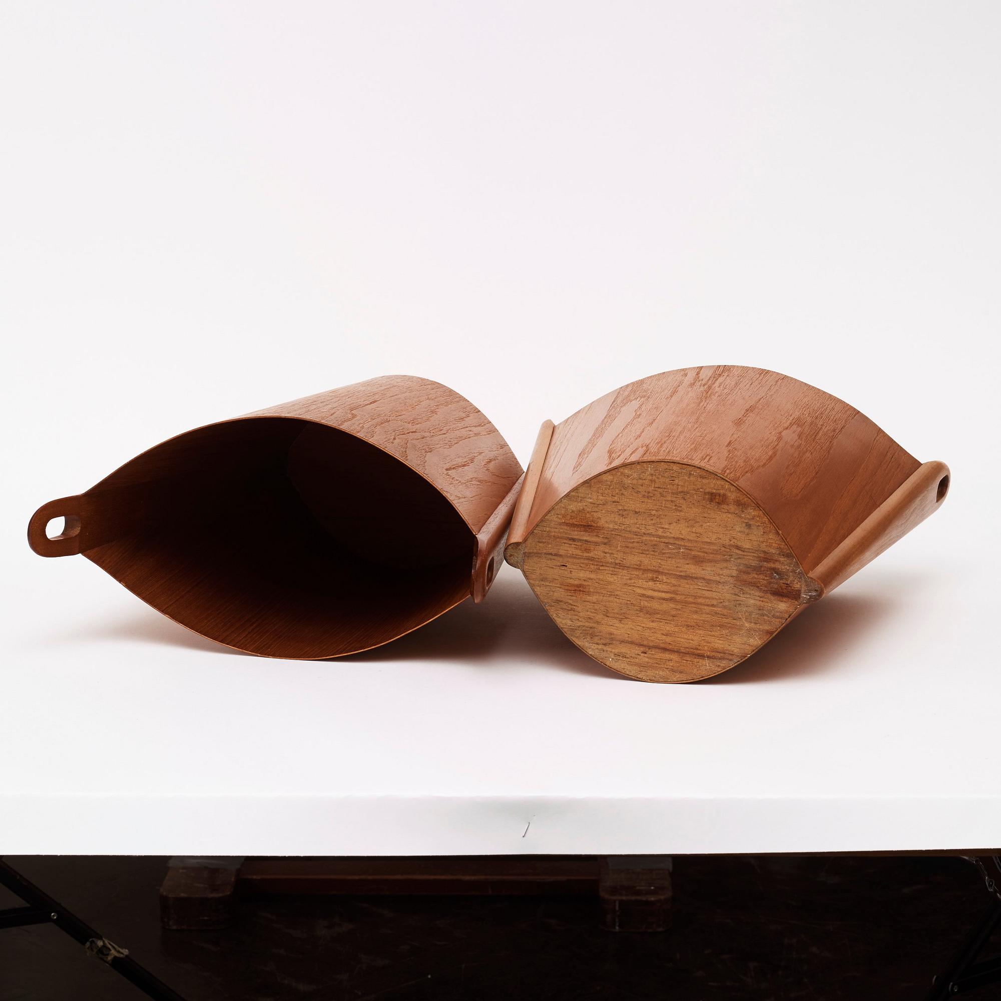 Two PS Heggen teak waste paper bins, Nordfjordeid, Norway 1960's.