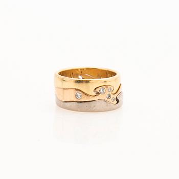 Georg Jensen, ring, 3 delar, "fusion", 18k guld med briljanter, Danmark.