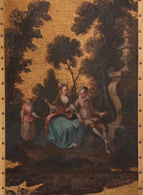 A mid 18th century screen, France or Holland.