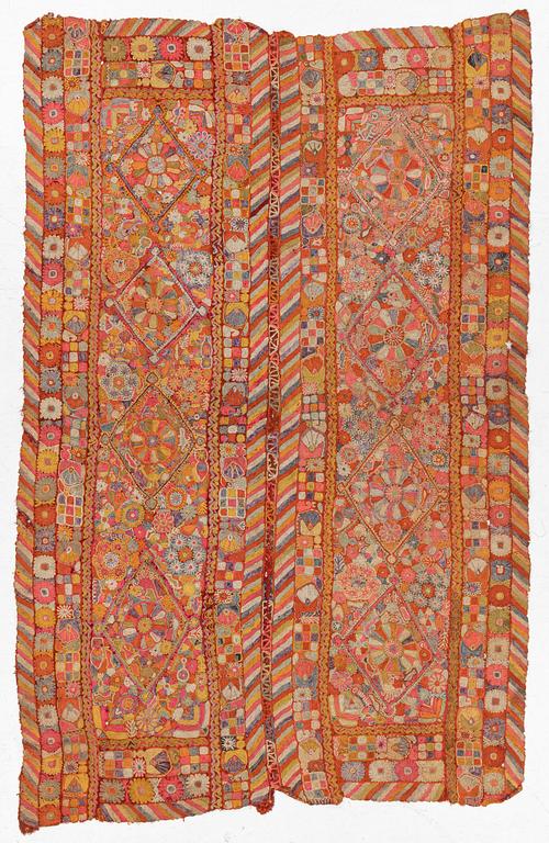 A semi-antique embroided textile, nomads, Iraq, c. 240 x 152 cm.