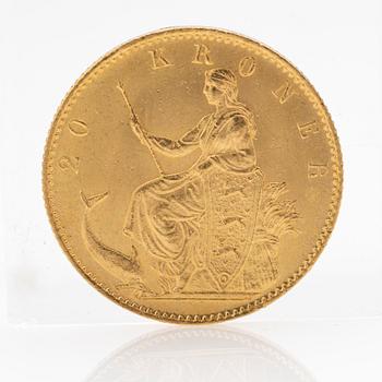 Guldmynt, 20 kroner, Christian IX, Danmark, 1873.