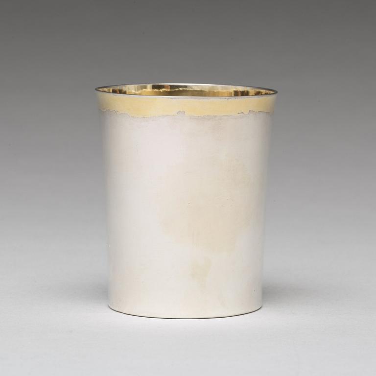 A Swedish 18th century parcel-gilt silver beaker, mark of Arvid Floberg, Stockholm 1799.