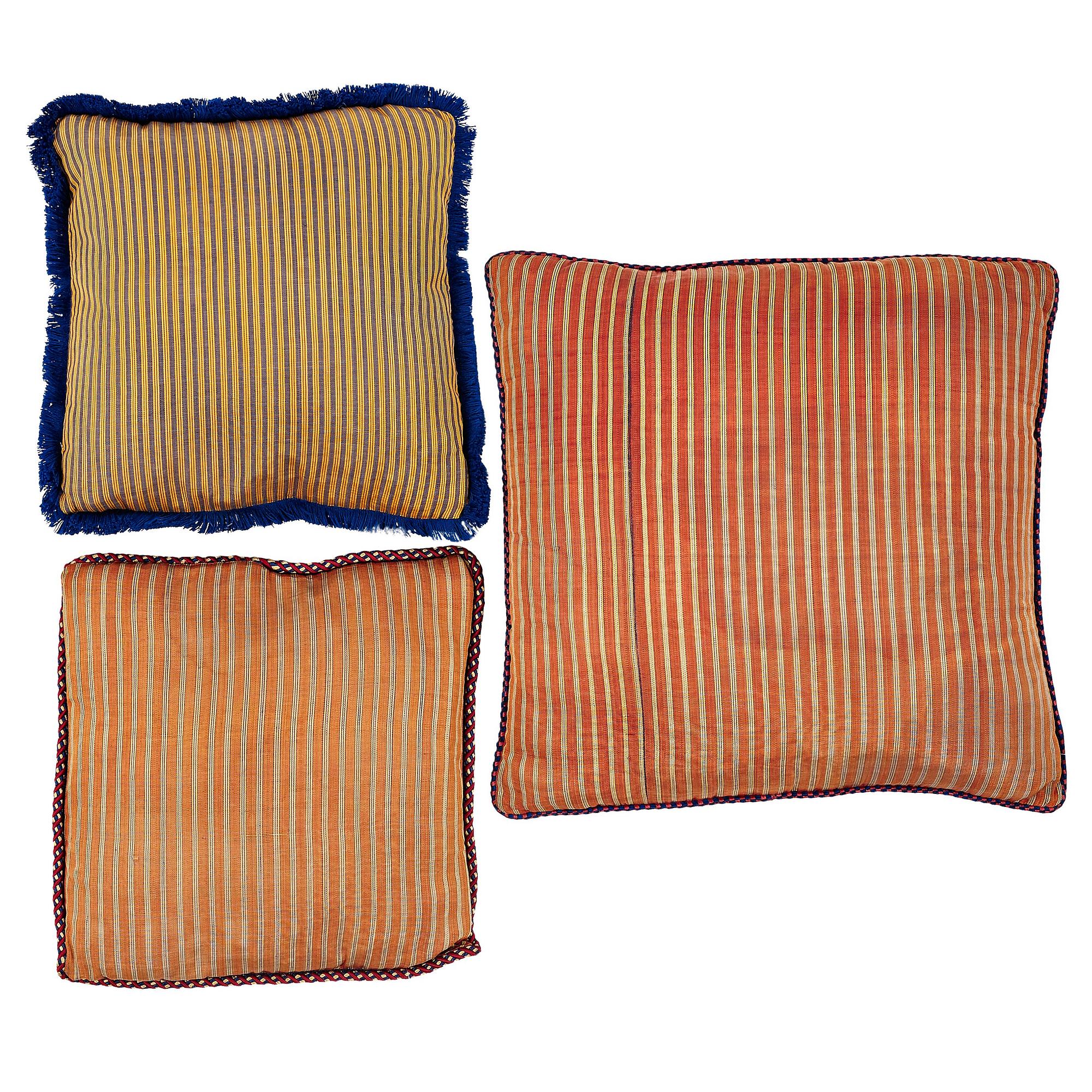 CUSHIONS, 3 pcs., probably silk, second half of the 20th century.