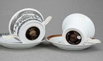 KOPPAR med FAT, porslin, 2 st, 'Medaillon Meandre Marron', samt 'Marqueterie', Versace för Rosenthal.