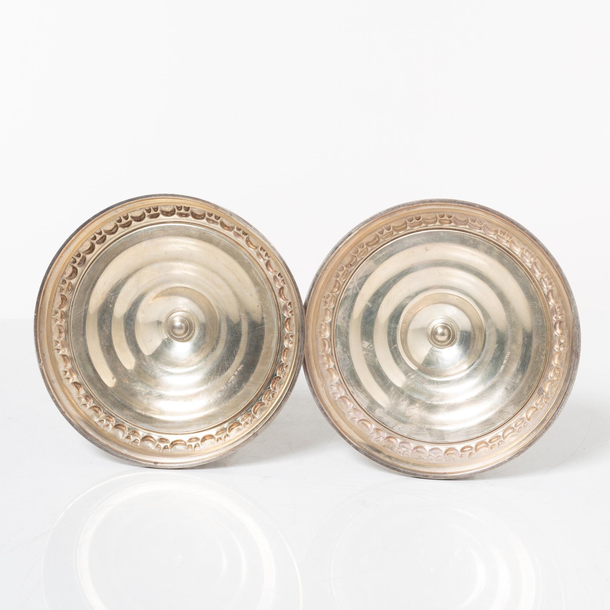 Ljusstakar, ett par, sterlingsilver, Camusso, Peru, 1900-tal.