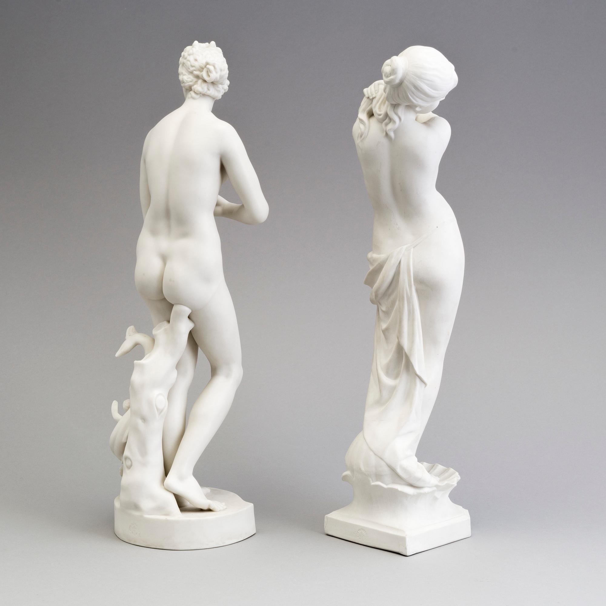 TWO PARIAN FIGURES, Gustafsberg, early 20th century.