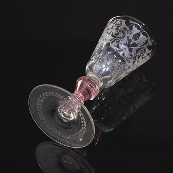 A Bohemian glass goblet, 18th Century.