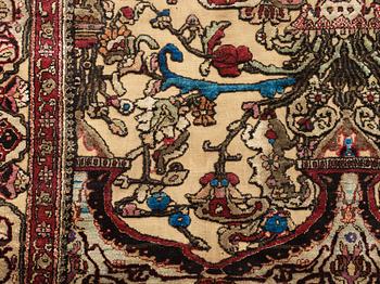 A RUG, a semi-antique silk Kashan relief (souf), ca 202 x 130,5-133 cm.