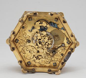 A Baroque 17th Century table clock by Wolffgand Günter, Gedau.