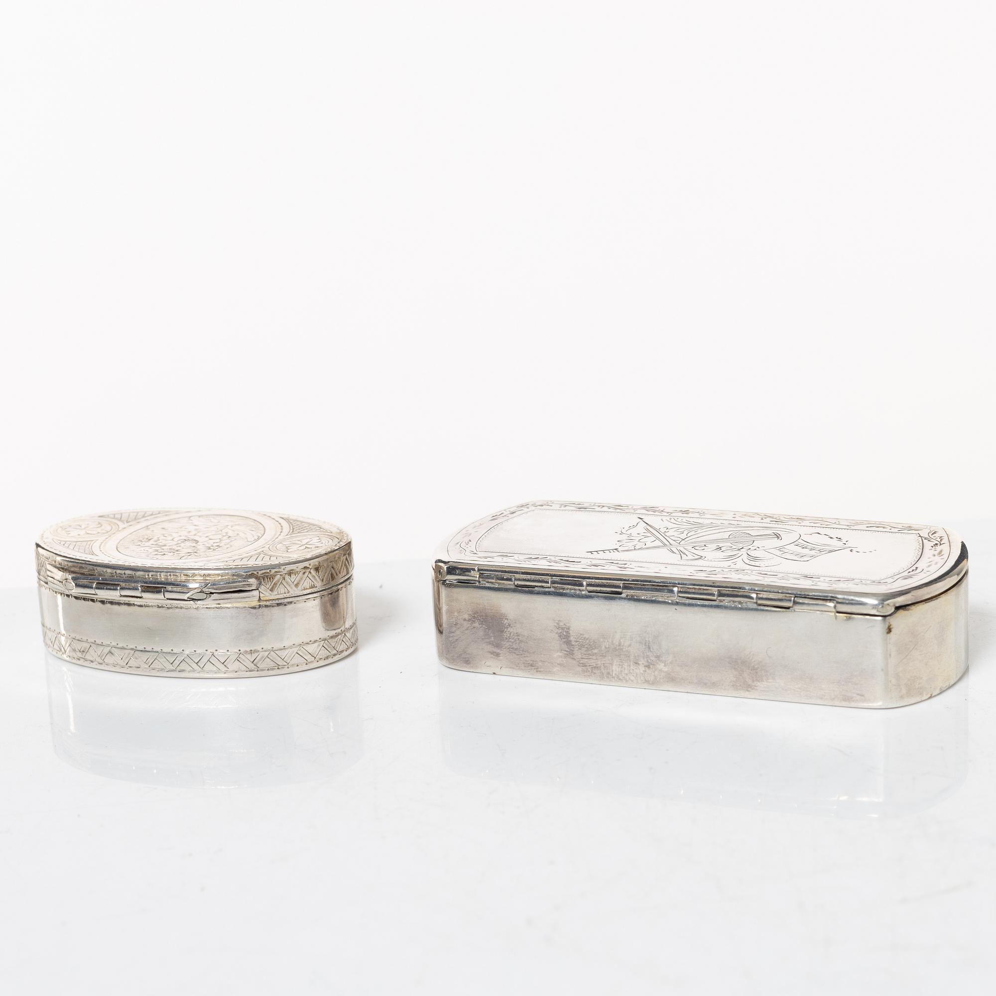 Dosor, 2 st, silver, Sverige 1786 och 1826.