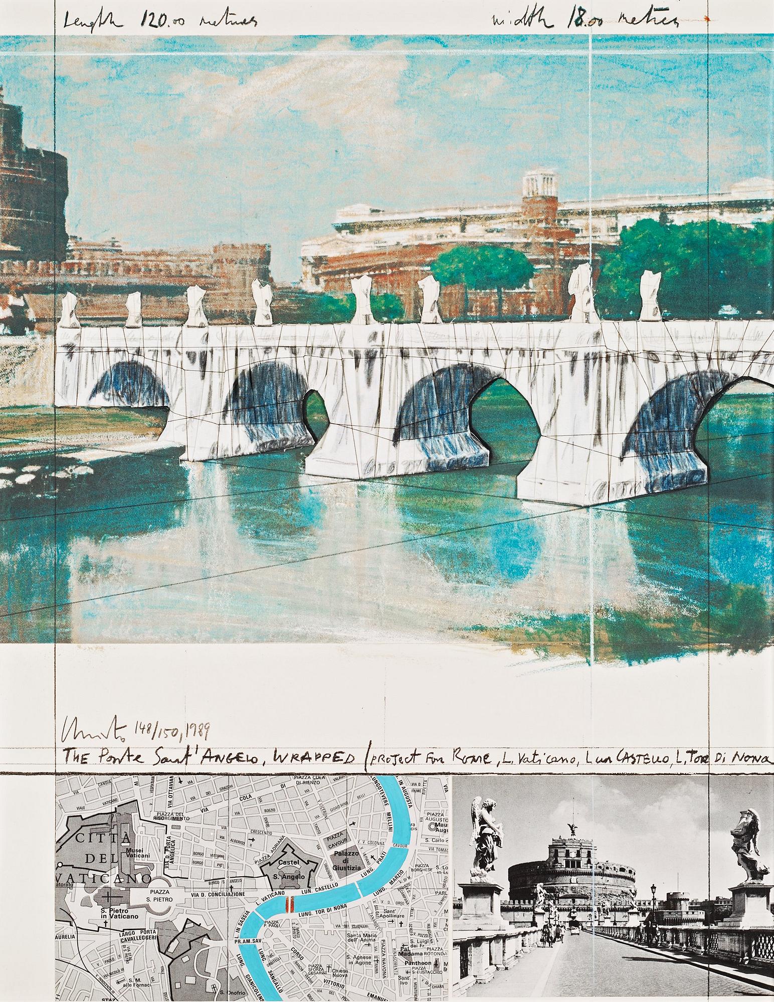 Christo & Jeanne-Claude, "Ponte Sant'Angelo, wrapped project for Rome".