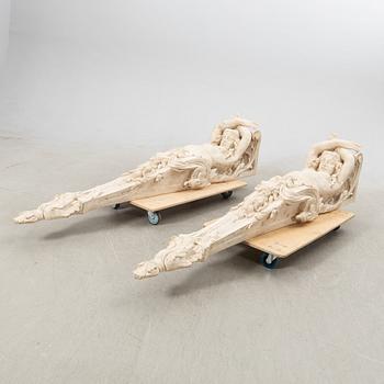 Pilasters a pair Antique style modern manufacture.