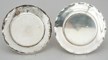 TALLRIKAR, 2 st, silver, en GAB Stockholm 1937/1948. Vikt ca 475 g.