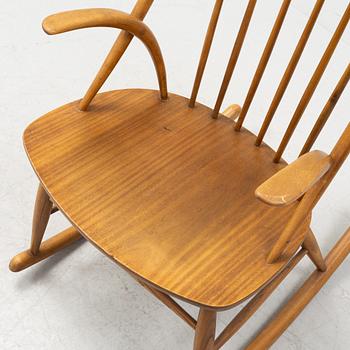 Illum Wikkelsø, a beech 'Gyngetsol Nr. 3' rooking chair, N Eilersen, A/S Skamby, Norway, mid 20th Century.